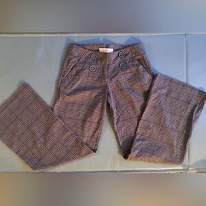 Candie’s Sz 0 Gray Plaid SAILOR-STYLE Wide- Leg trousers w pockets. NWOT
